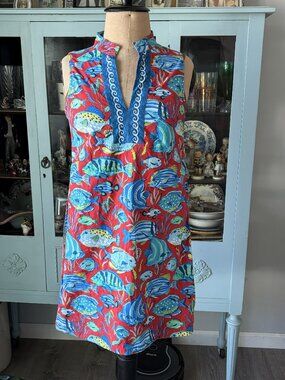 PRINTFRESH Shift Dress Size Small Colorful Fish Print